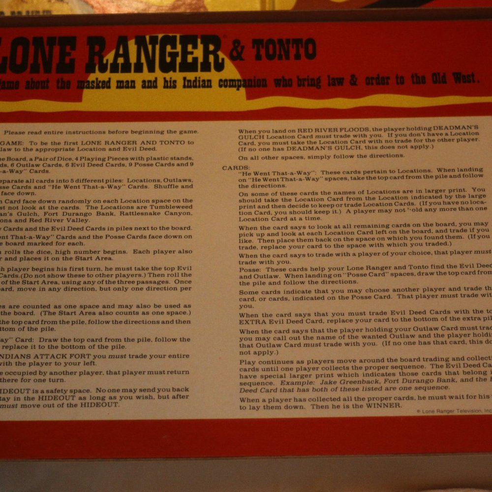Vintage 1978 The Lone Ranger & Tonto Board Game Warren Complete! - Picture 4 of 4